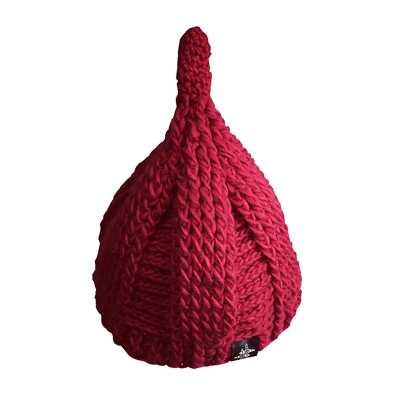 HEE GRAND/ зимние вязаные шапочки для детей, красные рождественские шапки для женщин, модные женские милые шапочки, PMT085 - Цвет: Wine red