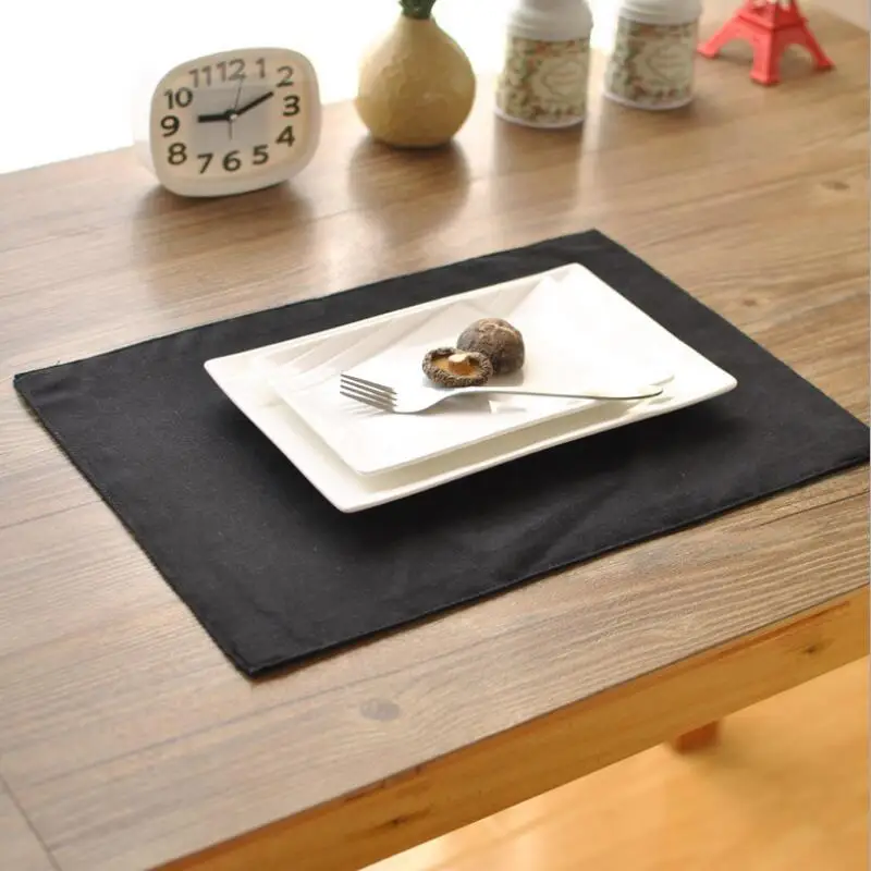 4pc simplicity Japanese style black color cloth placemat table mat