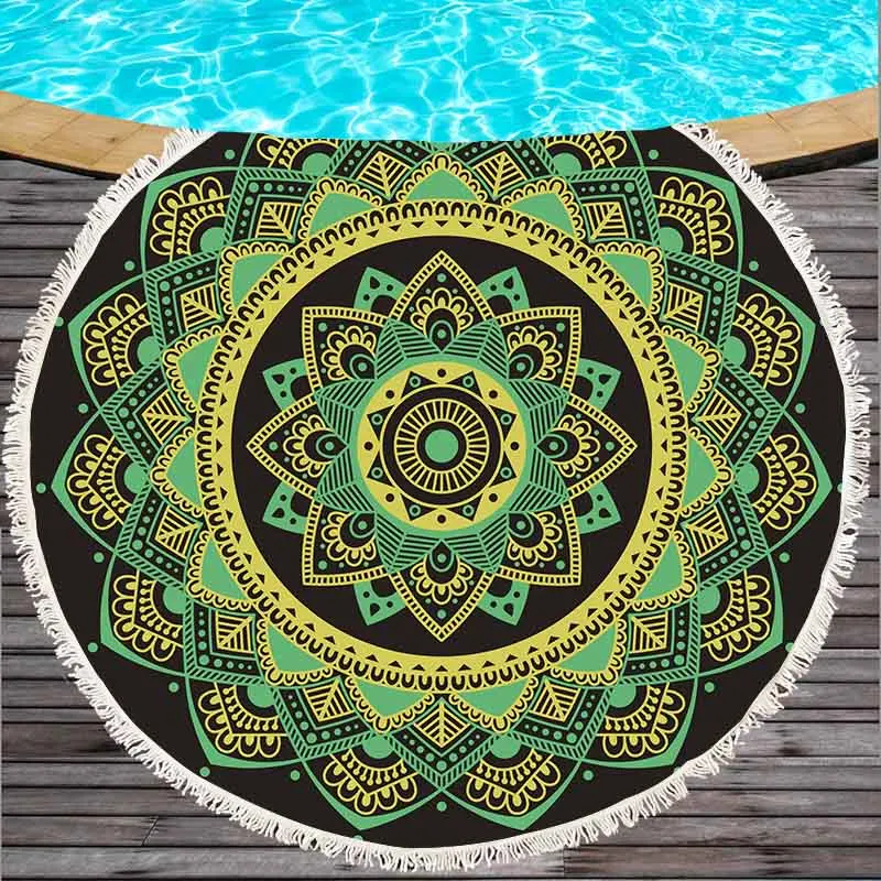 Пляжное полотенце из микрофибры Круглый TMandala 150 см настенный гобелен с