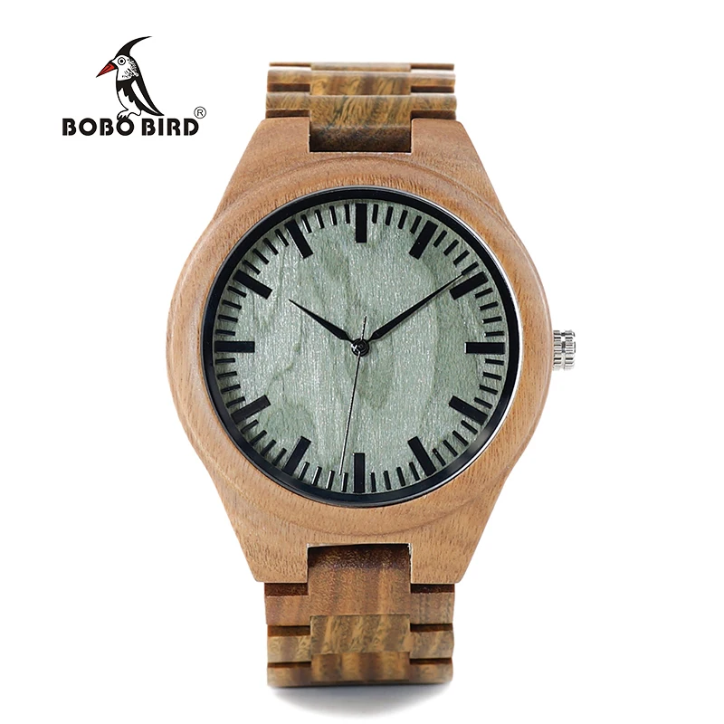 BOBO BIRD V-G19 Green Sandalwood Wood Men's Wristwatch Japan Movement Quartz Watch Classic Folding Clasp horloges mannen