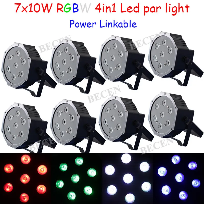 

8pcs 7x10w led par 4in1 par led christmas lights for party disco with power linkable