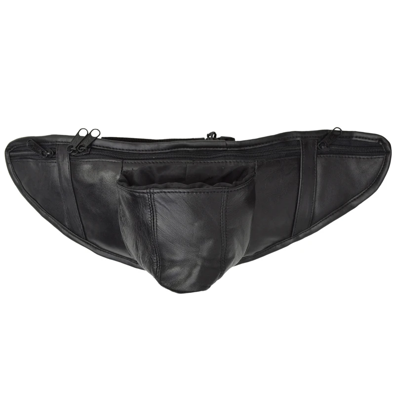 AFONiE-Genuine Leather Slim Bottle Holder Pouch