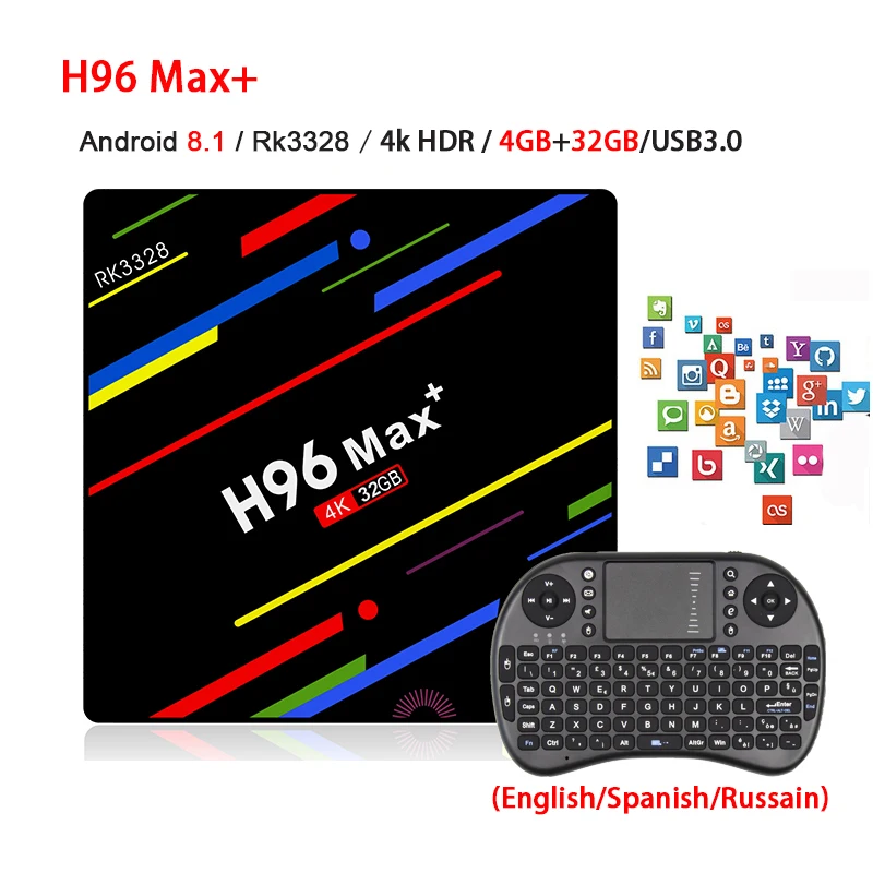 

H96 Max+ Smart TV Box Android 9.0 4GB 32GB Rockchip RK3328 Quad core 1080P H.265 4K Google Player Store Netflix Youtube IPTV BOX