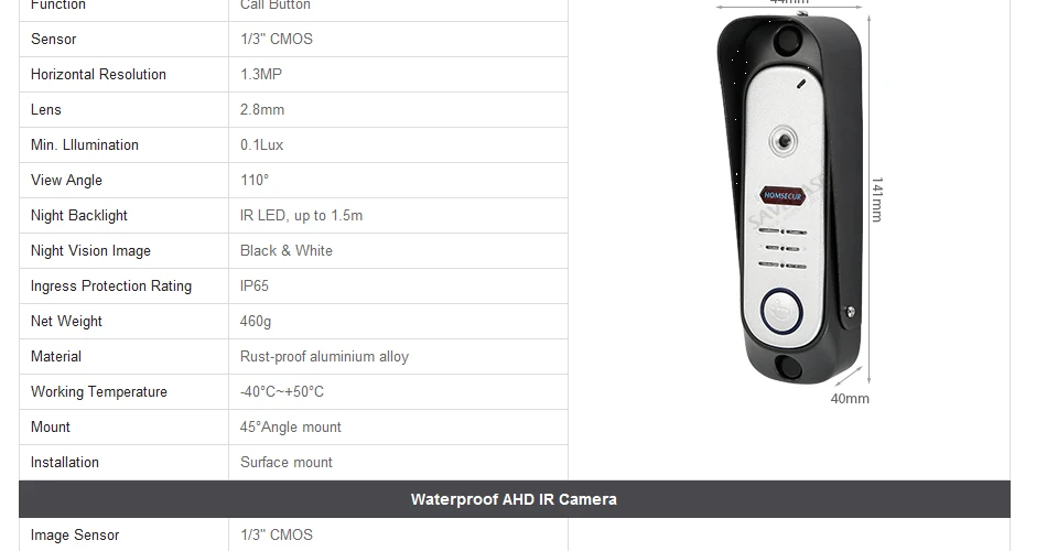 HOMSECUR 4 провода AHD телефон видео домофон Системы с камера из алюминиевого сплава BC051HD-S + BM717HD-S