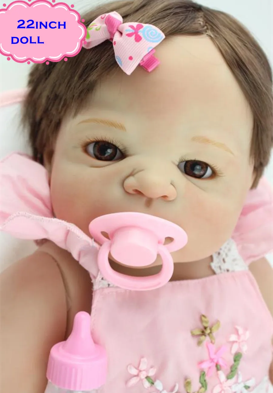 

NPK 22" Girl Bebe Doll Reborn Full Body Silicone Vinyl Reborn Babies Children Bath Doll Toys Realista Bonecas As Kid Brinquedos