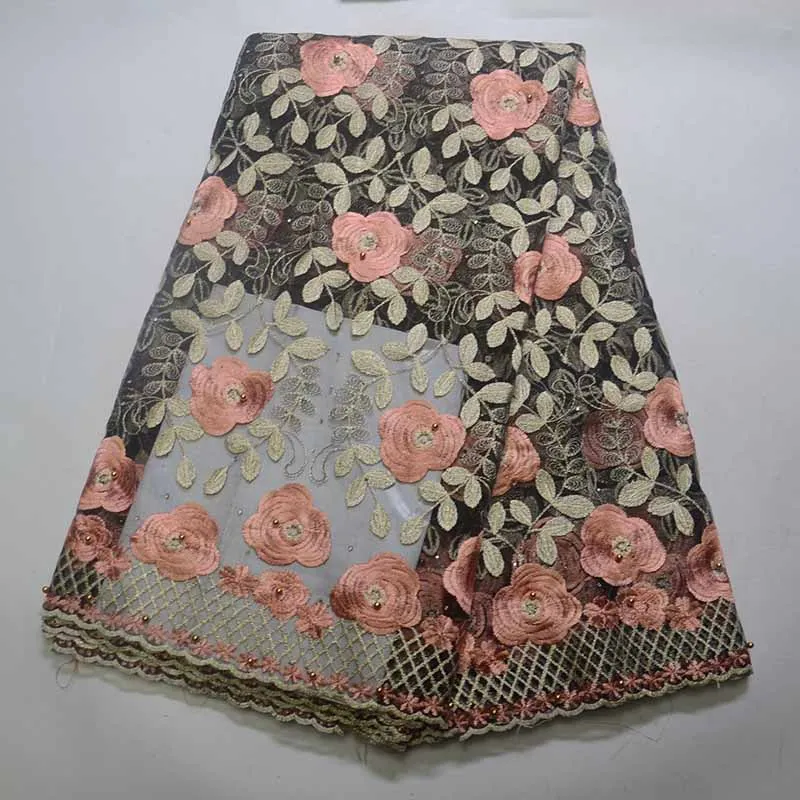 

2019 African Lace Fabric 3D Flower Embroidered Nigerian Lace Fabric Bridal High Quality French Tulle Lace Fabric For Women Dress