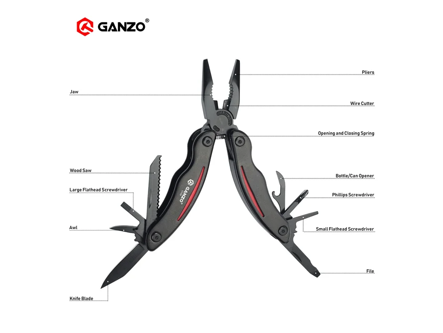 Ganzo G109 мотор многофункциональные плоскогубцы; набор инструментов для отдыха на природе нейлоновый чехол черный EDC Многофункциональный складной нож из нержавеющей стали инструменты