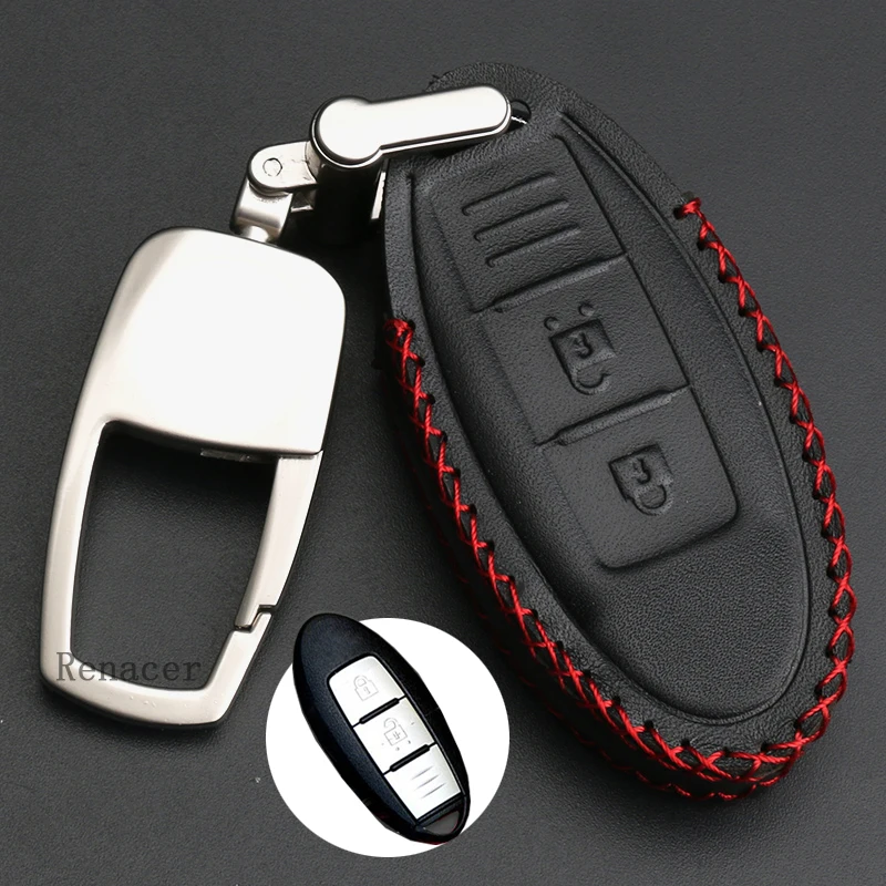 

Genuine leather car key cover case holder ring chain For Nissan Qashqai J11 X-Trail t31 t32 Rogue Pathfinder Murano Note Juke