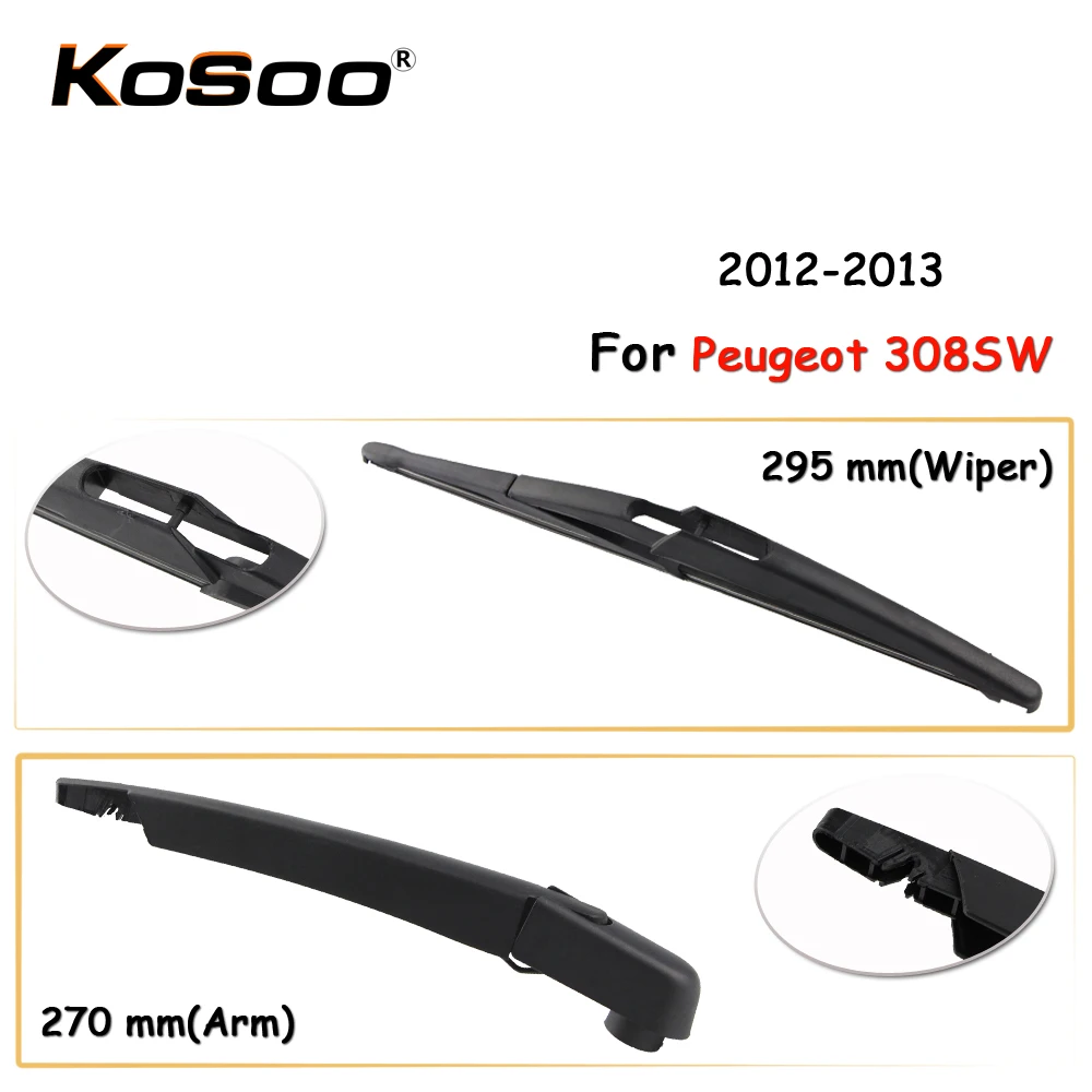 KOSOO Auto Rear Car Wiper Blade For Peugeot 308SW,295mm 2012 2013 Rear Window Windshield Wiper