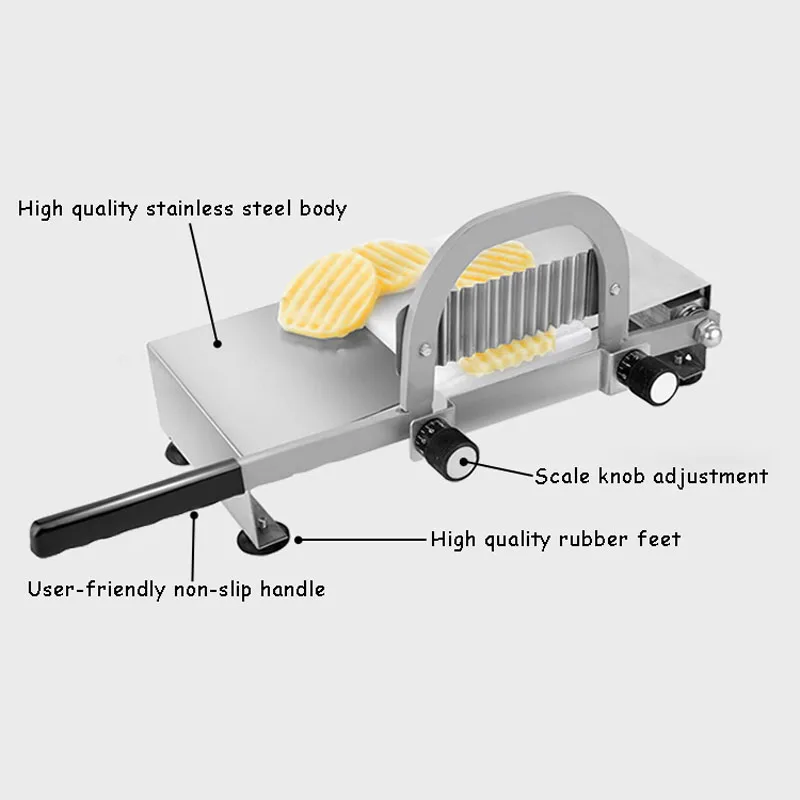  Manual Potato Chip Cutting Machine Stainless Steel Wave French Fries Cutter Wave Pattern Blade Pota