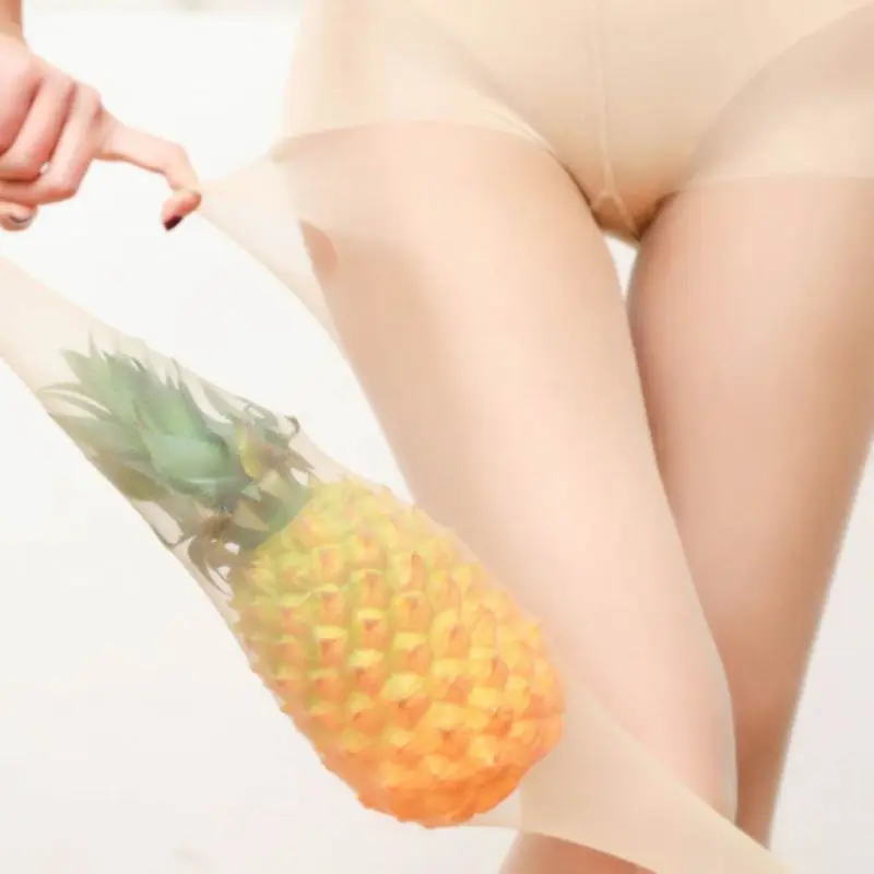 

KLV Womens Plus Size Extra Large Pineapple Pantyhose Stretch Tights Compression Seamless Ultra Thin Slim Any Cut Stockings