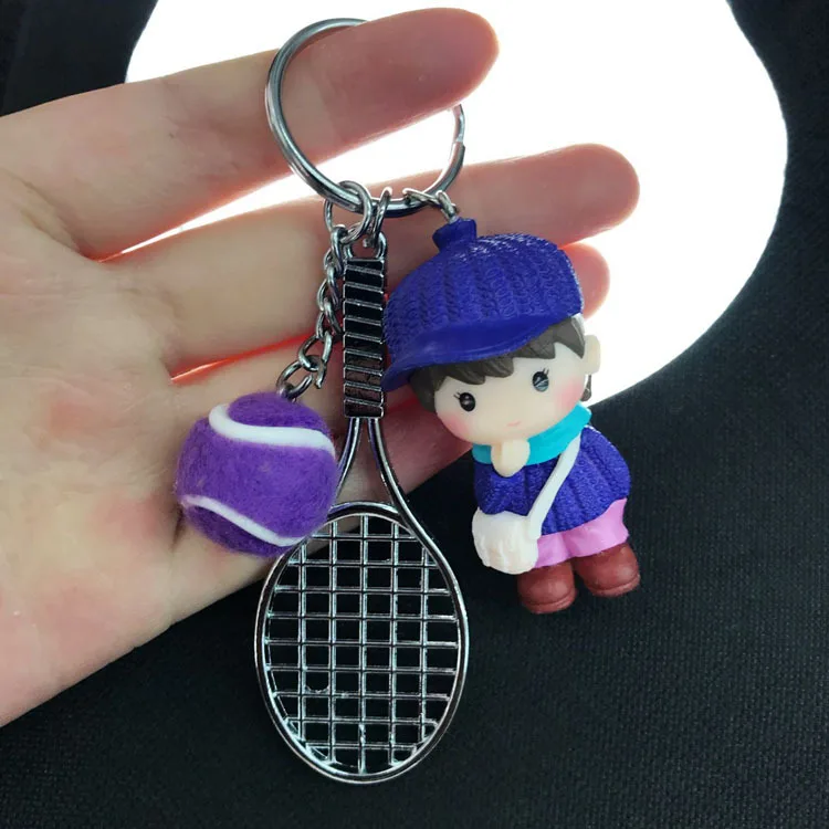 5 шт. прекрасный кукольный кулон Теннисная ракетка Ключ Пряжка Спортивная периферия маленький подарок Keepsake Ключ Пряжка - Цвет: purple