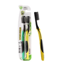 2 шт./упак. зубная щетка из бамбукового волокна с мягкой щетиной для домашнего использования с Черной головкой из бамбука Ho use hold зубная щетка дорожная зубная щетка