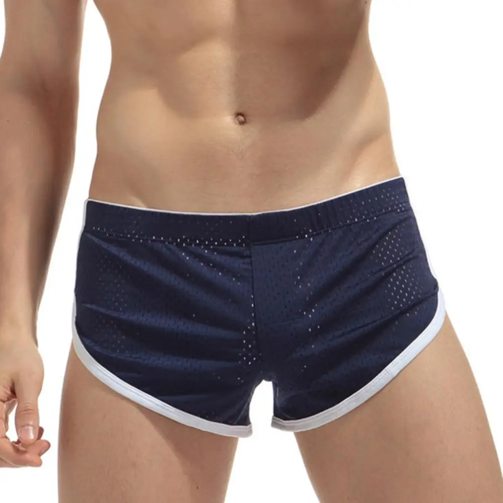 

2019 new Men Breathable Mesh BoxersUnderpants Solid Color Shorts Homewear