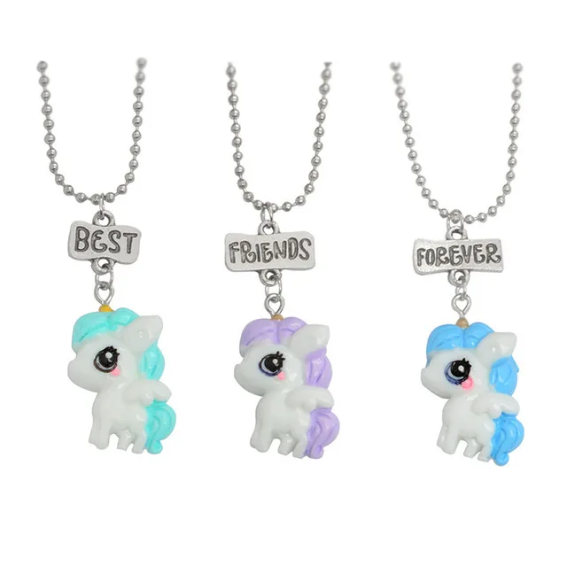 Animal de dibujos animados 3 unids/set FRIENDS FOREVER colgante collares llaveros BFF joyería Amistad regalos Niños Accesorios baratija|Collares colgantes| -