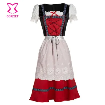 

Oktoberfest German Traditional Red Fancy Dress Beer Girl Dirndl Dresses Carnival Role-Playing Costumes Adults Halloween Costume