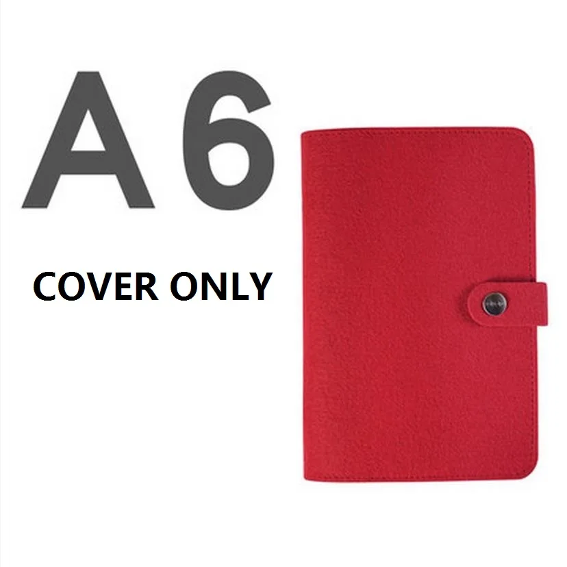 Шерстяной фетр A5 A6 винтажный вкладыш многоразового использования блокнот на спирали, дневник планировщик персональный органайзер для путешествий блокнот простой светильник Harphia - Цвет: A6 red cover