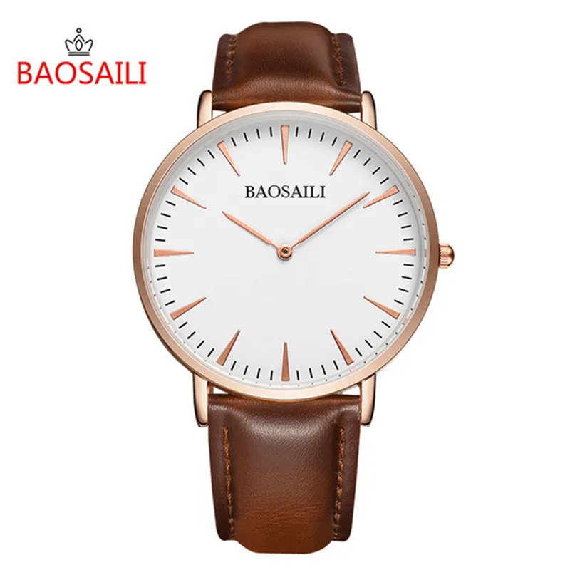 

BAOSAILI Slim Dial Genuine Leather Strap Men Watch Japan Movement Water Resistant Life Quality Quartz Watch for Men BS1051