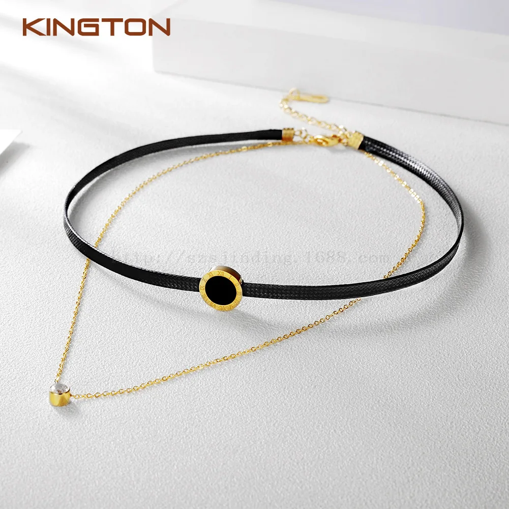 popular titanium steel black belt necklacein Choker Necklaces from Jewelry & Accessories on