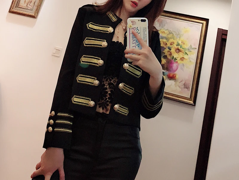 Vintage Retro Short Blazer Women Empire Clothes European Design Runway Luxury Brand Designer 2020 Autumn Winter Lady Jacket Coat