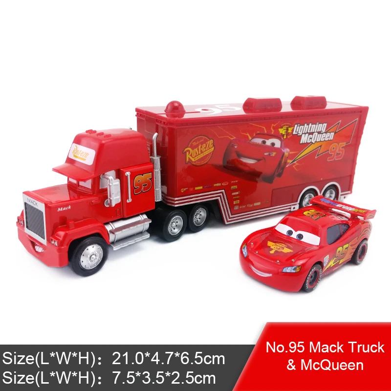 Disney Pixar Cars 2 3 Lightning McQueen Jackson Storm Mack Uncle Truck King 1:55 автомобиль из литого металла игрушка для детей подарок - Цвет: Mack and McQueen