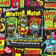 140cmx 100cm Хлопок Поплин Ткань-маски монстров(342