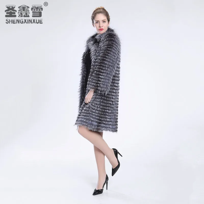 Натуральное меховое пальто, женское кожаное модное Полосатое пальто из лисьего меха, одежда плюс хлопок, толстое теплое меховое пальто