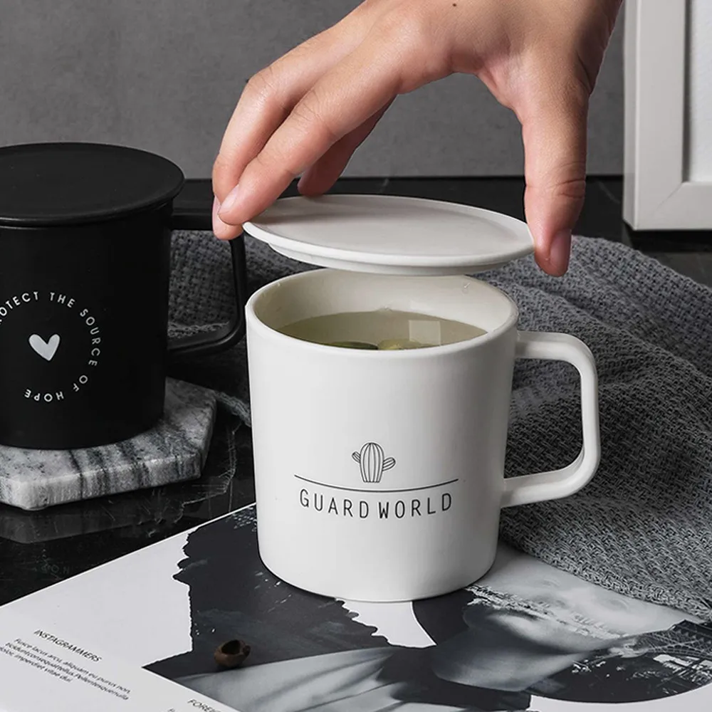 

2019 Simple Cup With Lid Personality Milk Juice Coffee Tea Reusable Water Cups 0115