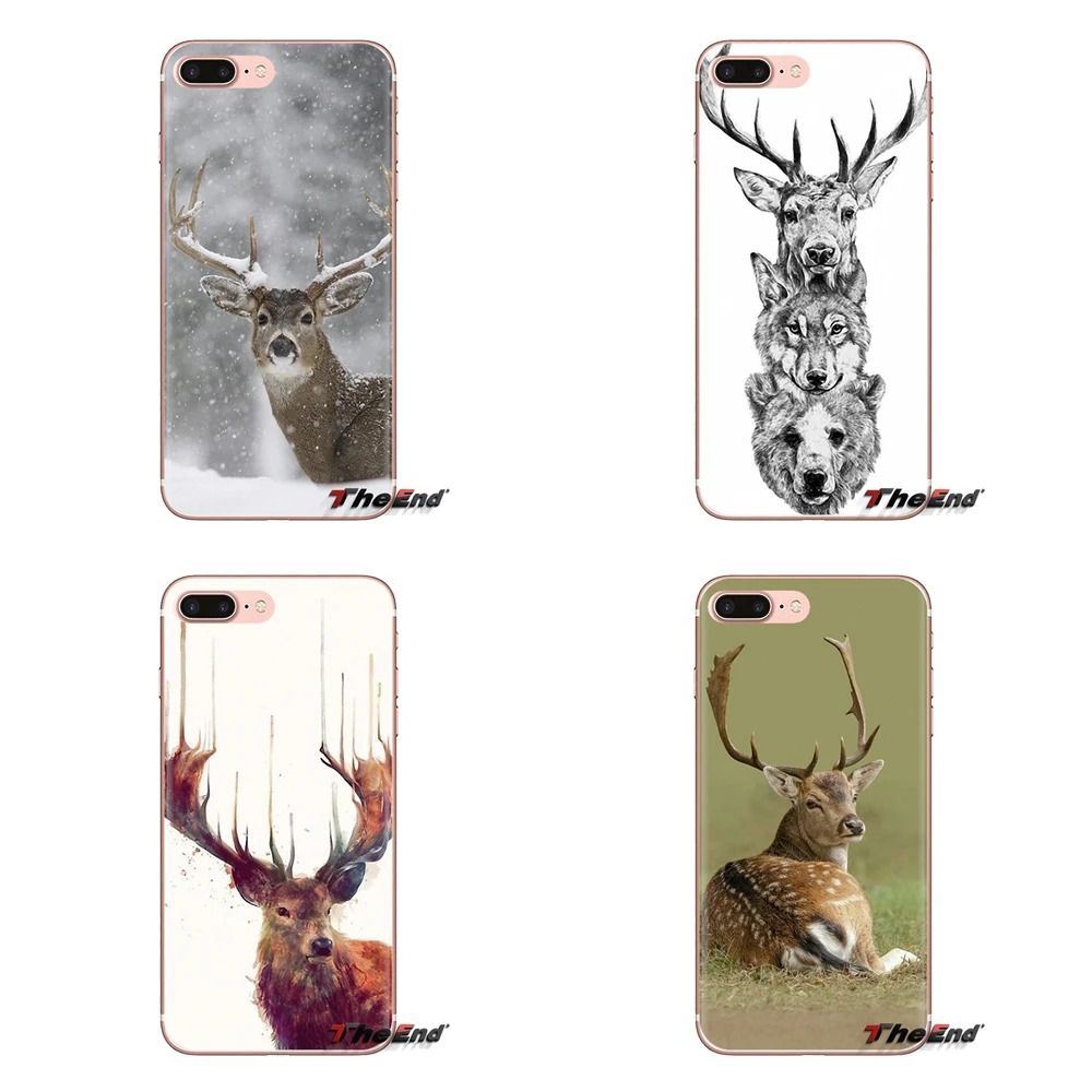 For Sony Xperia Z Z1 Z2 Z3 Z5 compact M2 M4 M5 C4 E3 T3 XA Huawei Mate 7 8 Y3II Transparent Soft Bag Case Minimalist animal deer |