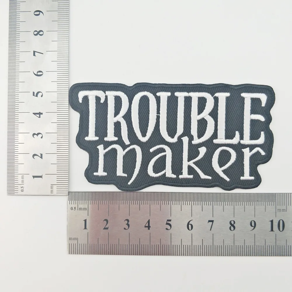 Trouble Maker Patch Embroidered Tags Rebel Iron-On Dangerous Logo Custom Embroidery Patch DIY Eco-Friendly Motorcycle Rider Vest(3)
