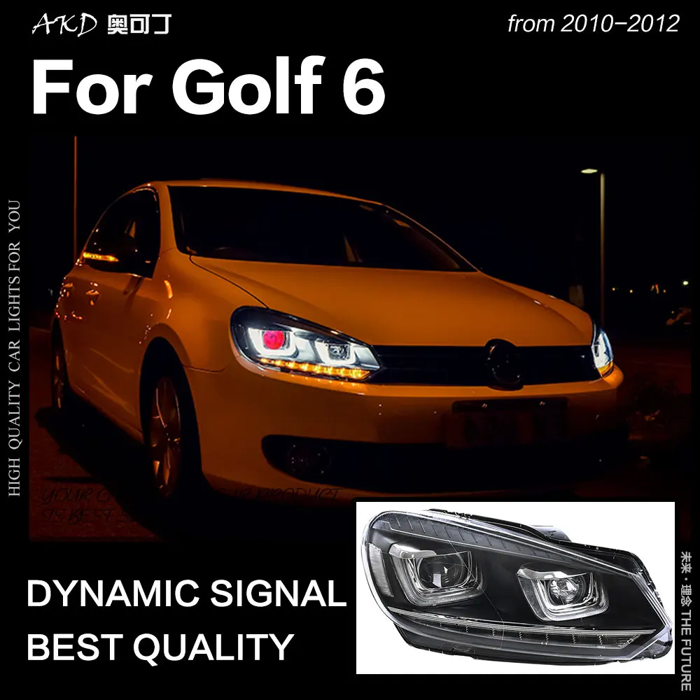 AKD автомобильный Стайлинг для VW Golf 6 фары 2009-2012 динамический сигнал Golf6 светодиодный DRL Hid головной фонарь Ангел глаз биксеноновый луч аксессуары