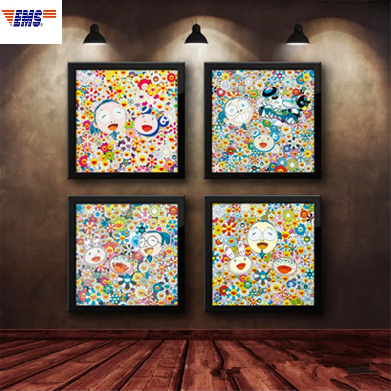 

OriginalFake Sun Flower Cartoon Wall Painting Creative Solid Wood Framed Picture Wall Art Decorations X1143