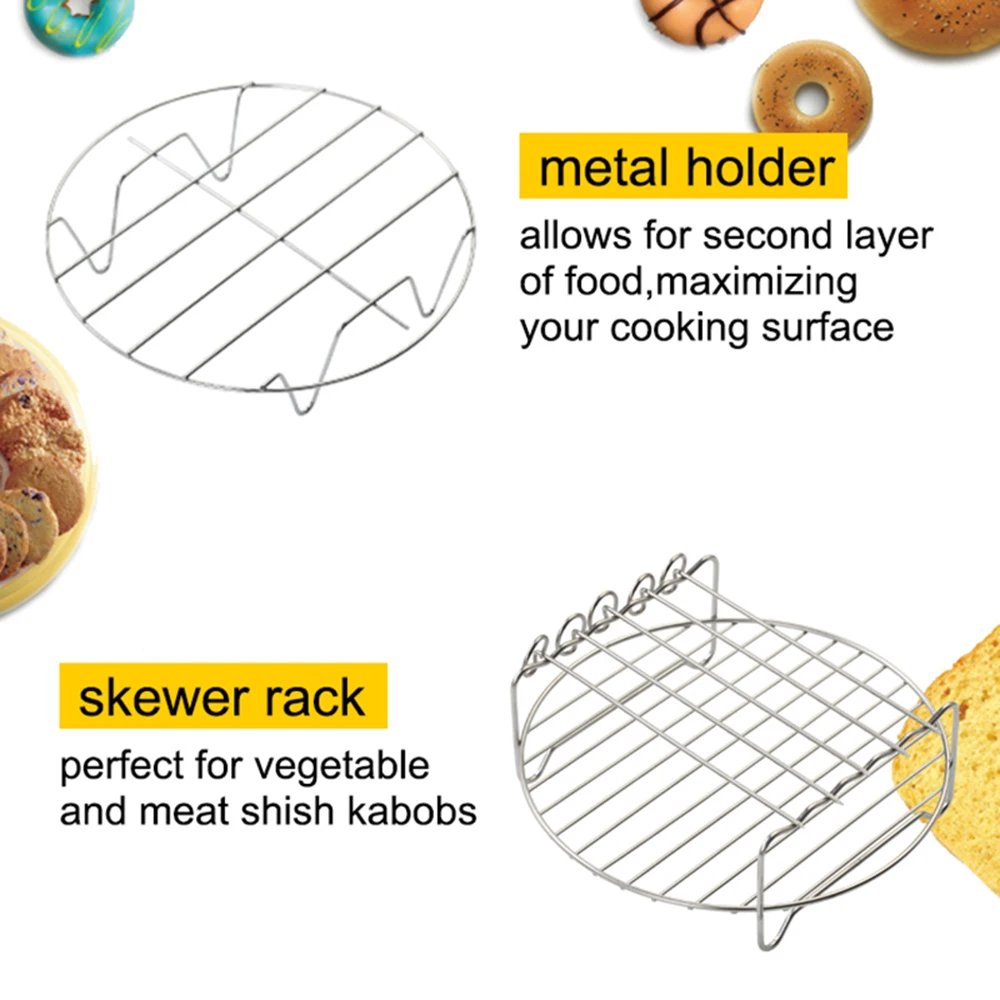 6pc/set Home Air Fryer Cooking Accessories Deep Fryer Baking Basket Pizza Plate Grill Pot Multi-functional Kitchen Accessory 6pc/set Home Air Fryer Cooking Accessories Deep Fryer Baking Basket Pizza Plate Grill Pot Multi-functional Kitchen Accessory