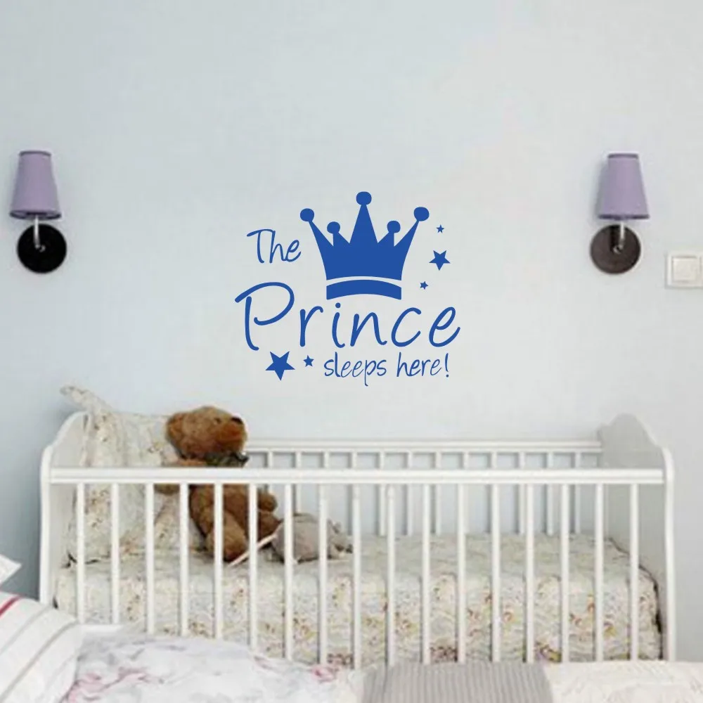 Виниловые наклейки на стены Корона Звезда персонажи-стикеры на стену принц спит здесь спальня украшения дети ребенок домашний декор W548