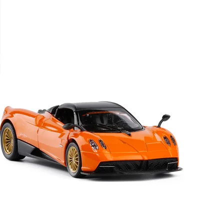Высокая имитация 1/32, Pagani Huayra, усовершенствованная модель автомобиля из сплава, металлическое литье, оттягивание, мигающие детские игрушки, транспортные средства - Цвет: Оранжевый