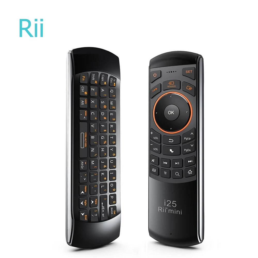 

Rii i25A Mini 2.4G Wireless Fly Air mouse Russian English Keyboard With Earphone Jack For X96 Max T9 Android TV 8.1