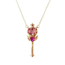 С рисунком из аниме «Сейлор Мун» любящее палочка с украшением в виде кристаллов Косплей Кулон Цепочки и ожерелья Аксессуары для девочек симпатичный реквизит A658