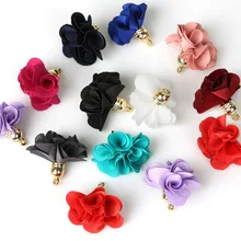 10 шт смешанные цвета 30 мм Цветок кисточка для брелка мобильного телефона ремни ювелирные изделия шелковый атлас Ткань цветок кисточкой Подвески