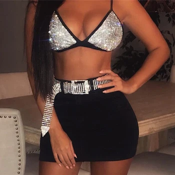 

Hot Women Shining Rhinestone Waistband Glitter Wide Chain Belt Waist Belts MSK66