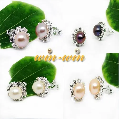 

FREE SHIPPING Fashion Freshwater Pearl Stud Earrings Jewelry Jewellery Unique/Nice/Charmful Earring