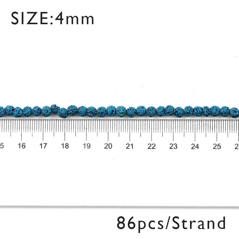 BTFBES павлин синий Лава бусины вулканический рок высокое качество натуральный камень синий 4 6 8 10 12 мм бисер для изготовления ювелирных изделий браслет DIY - Цвет: 4mm 86pcs