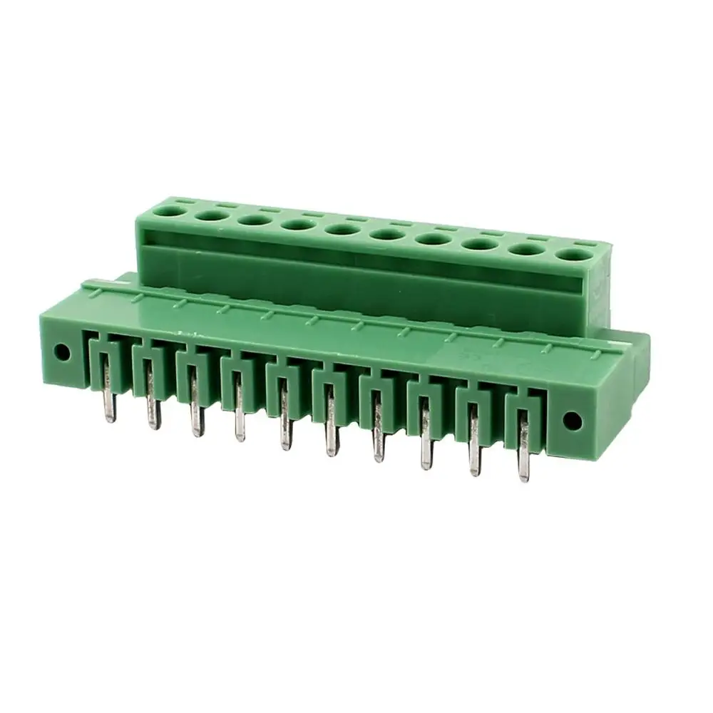 

Pair Green 10 Pin 5.08Mm Single Row Screw Pluggable Terminal Block Right Angle Connector 300V 10A