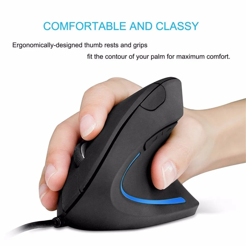 Shark-shaped Ergonomic Design USB Vertical Optical Mouse Wrist Healing For Computer PC Laptop