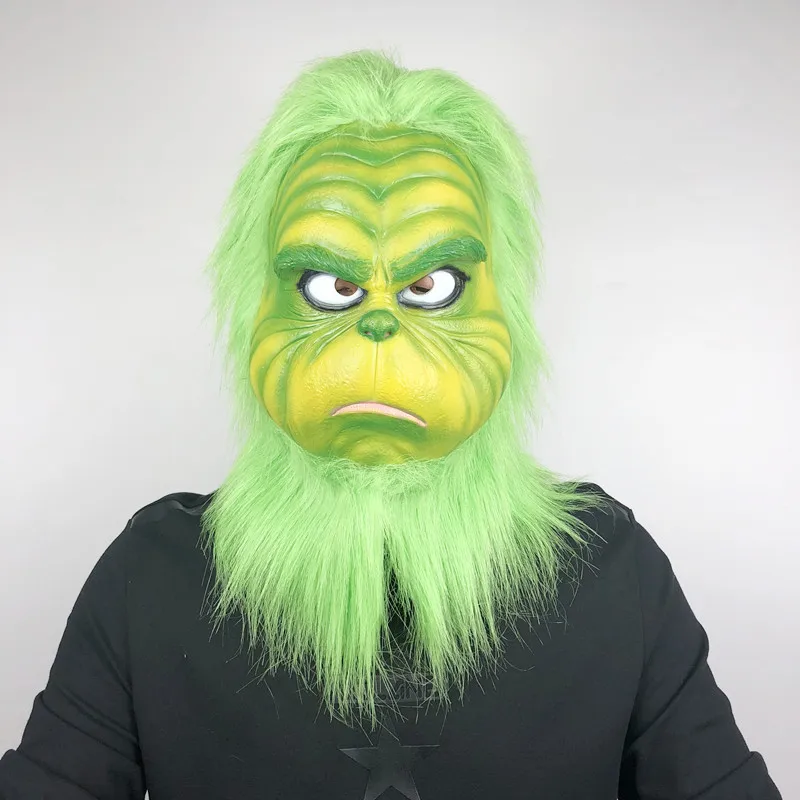 The Grinch Mask Men Women Green Latex Party Cosplay Mask With Further