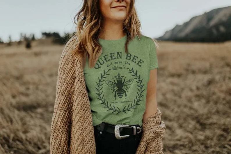

SAVE the QUEEN BEE Tee god save the bees t shirt Beekeeper tees Environment beekeeping tshirt Women's fashion clothes tops