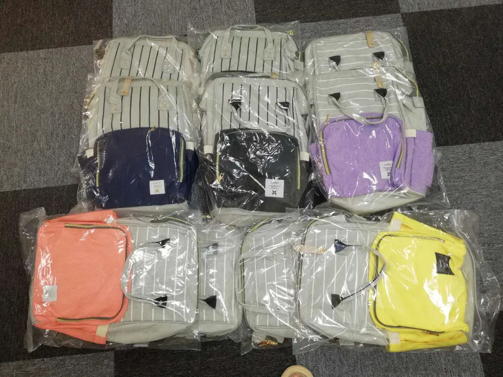 blue&black vertical stripe Mother&Baby bags14