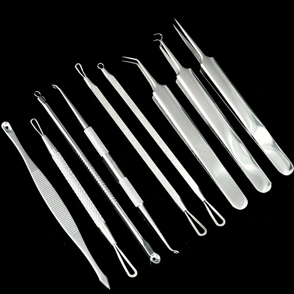 9 pcs:Lot Pimple comedone remover tool face Blackhead Acne Remover Pimple Comedone Extractor de cravo  Blemis Nose Face Skin care 1