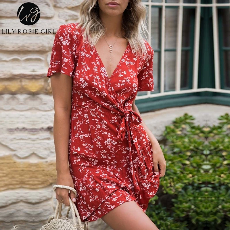 Lily Rosie Girl Сексуальное платье в стиле бохо с цветочным принтом повседневное
