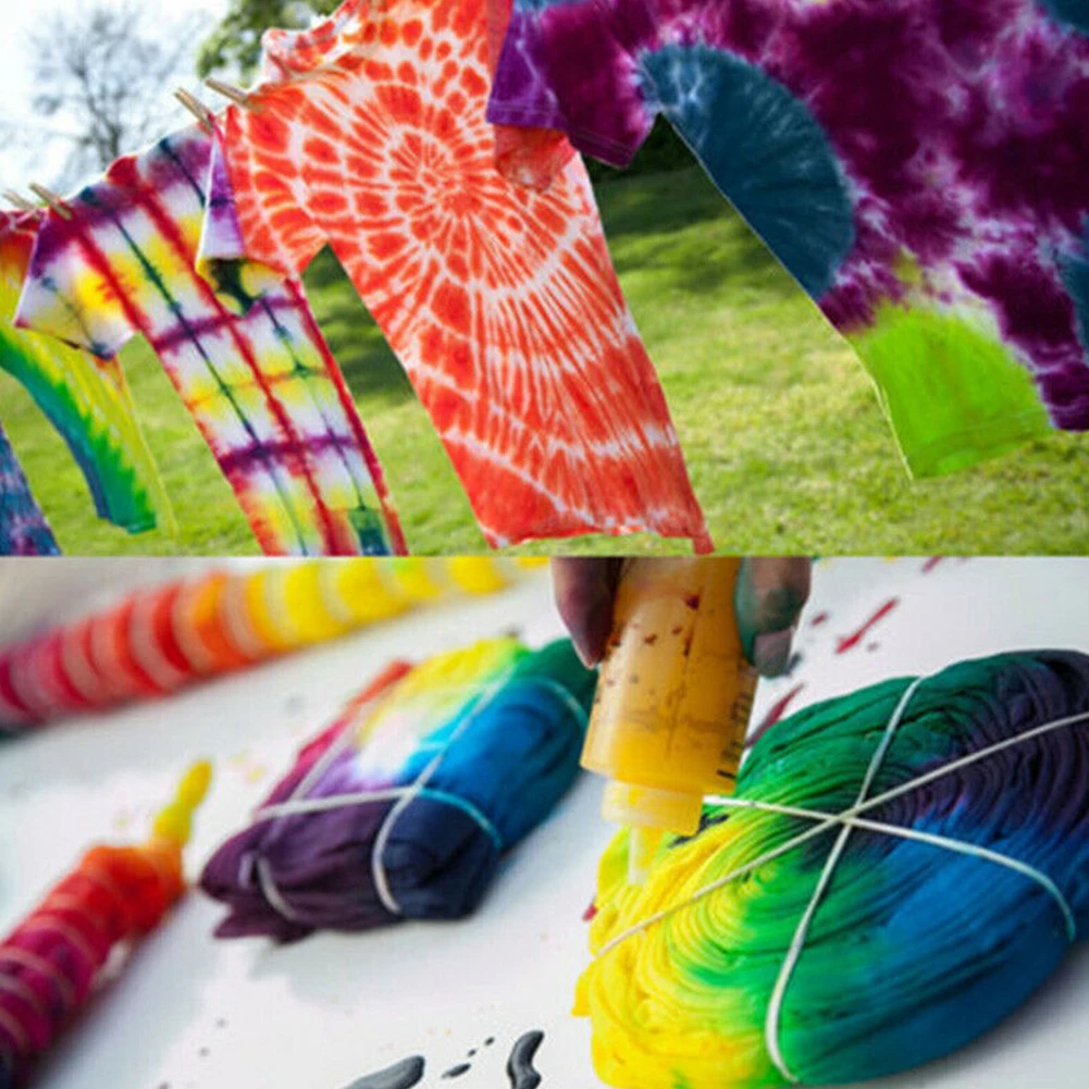

12pcs Tie Dye Kit Fabric DIY Textile Paints One Step Accessories Permanent Craft Clothing Graffiti Jacquard Non Toxic Colorful