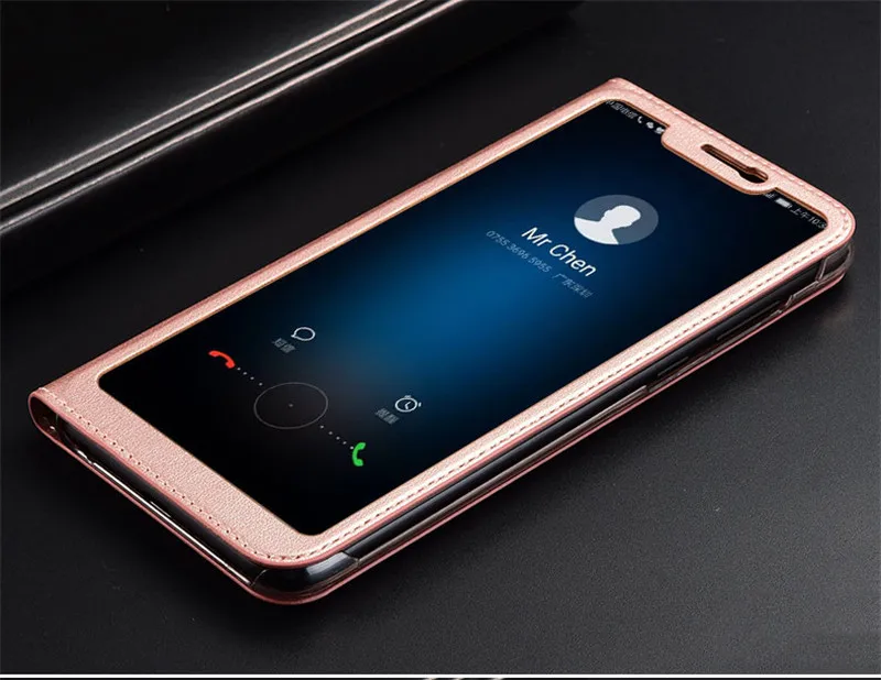 Чехол для Huawei Honor 8X, умный чехол, чехол с полным окошком для просмотра, искусственная кожа, флип-чехол, чехол для Huawei Honor 8X, защитный чехол - Цвет: Rose Gold